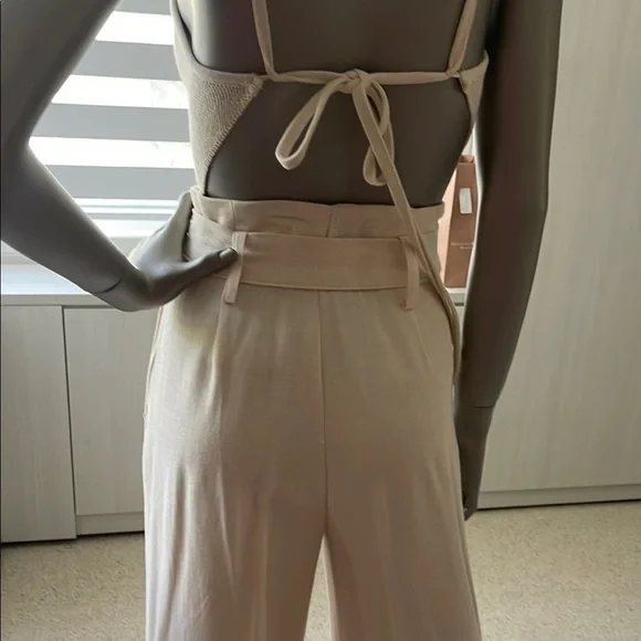 Zara Cream Wide Leg Jumpsuit with Paper-Bag Waist - Picture 7 of 12